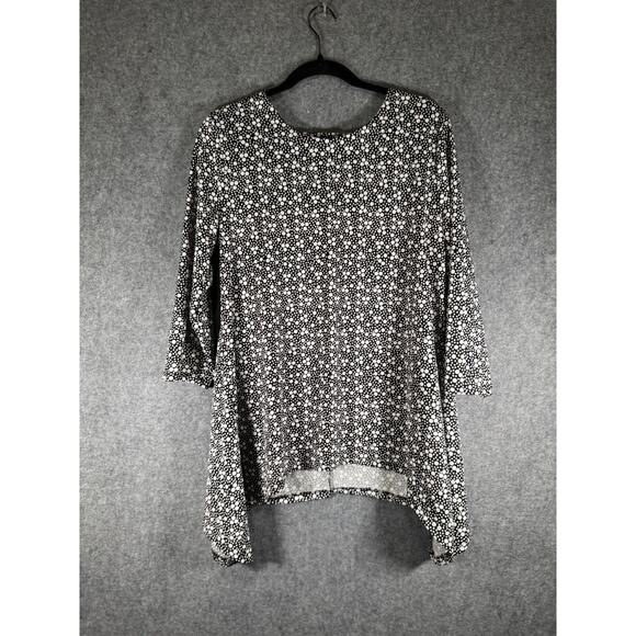 Cocomo Blouse Women Medium Black Polka Dot abstract Artsy Oversized eclectic - Picture 1 of 6